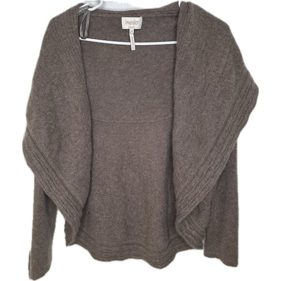Laundry by Shelli Segal Cashmere Open Cardigan M Brown - Picture 2 of 9